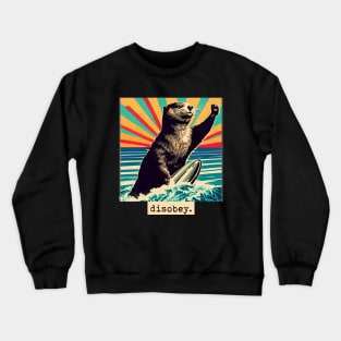 disobey. surfing otter 841 [white background] Crewneck Sweatshirt